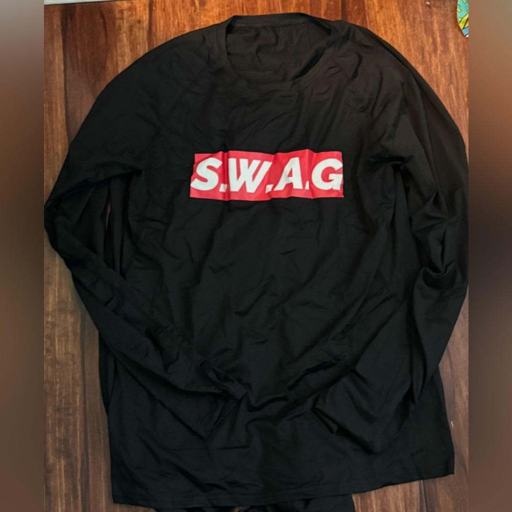 Black Long Sleeve Shirt with Red Graphic